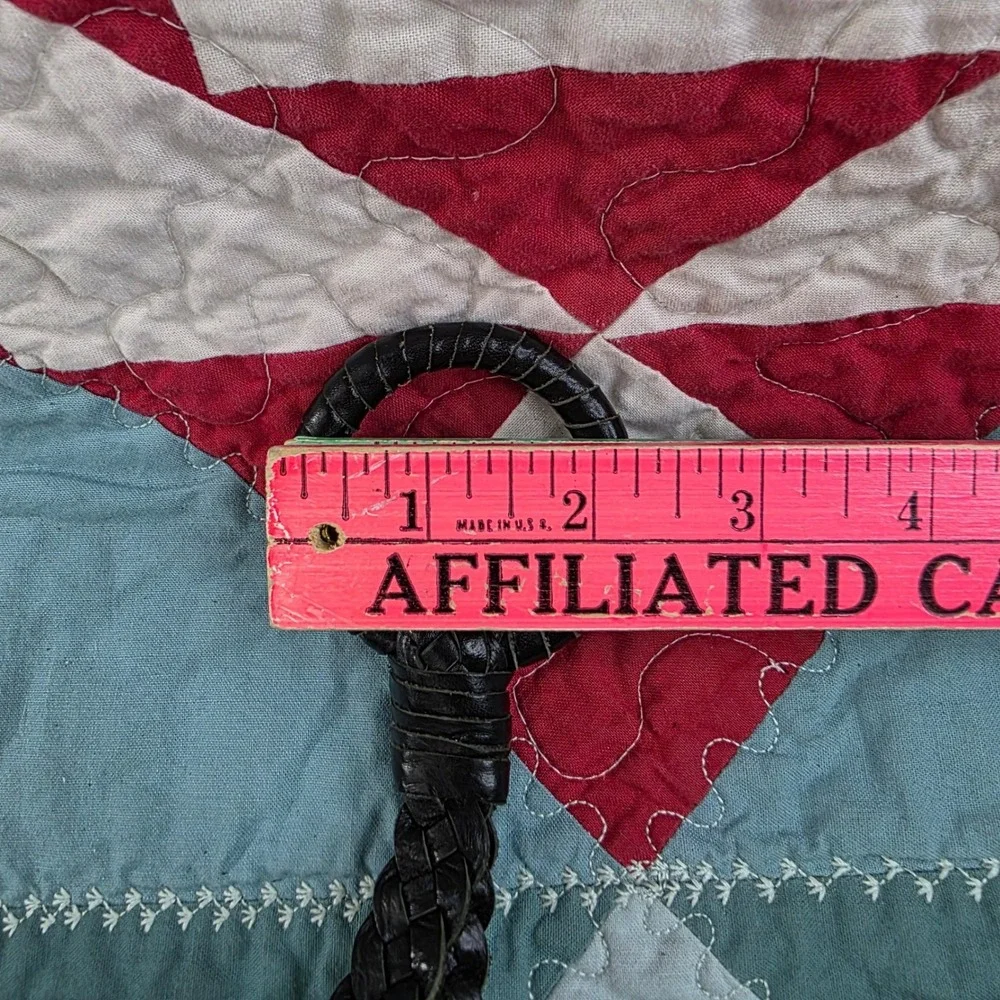 Street Leather Black Braided Leather O-Ring Belt Fits 32-34
